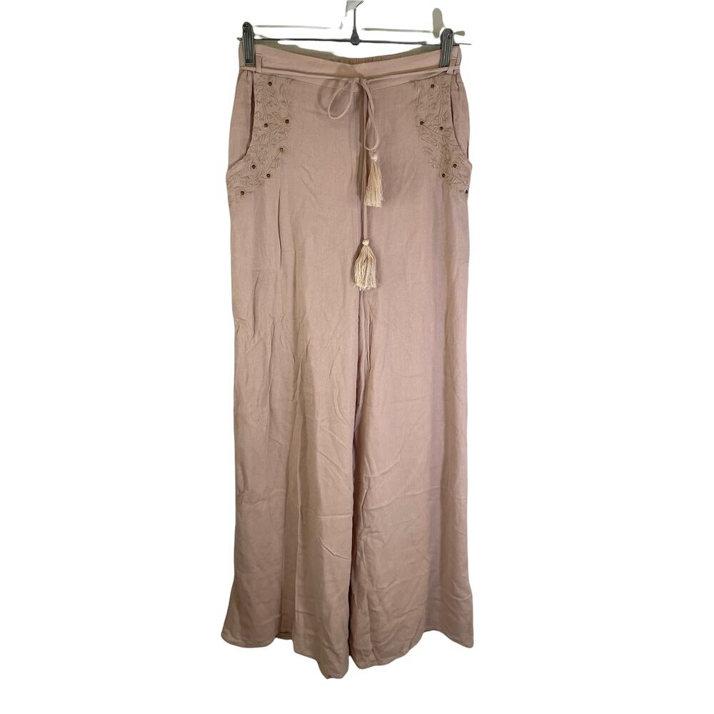 NWT Sage the Label Wide Leg In the Pines Palazzo Pants Tan S Minimalist Festival - Picture 2 of 12